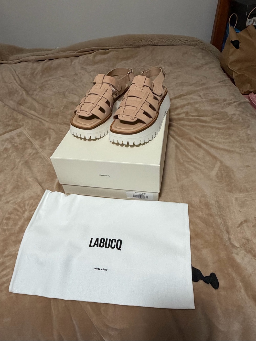 New LABUCQ Boomer Blush Leather Fisherman Sandals Women’s 38/7